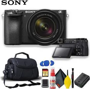 Sony Alpha a6500 Mirrorless Digital Camera with 18-135mm Lens, Carry Case, and Memory Card Kit