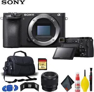Sony Alpha a6500 Mirrorless Digital Camera with Carry Case, Memory Card Kit, and 50mm f/1.8 E Mount Lens