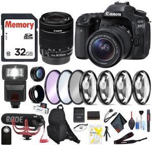 Canon EOS 80D DSLR Camera (Body Only) Flash, Filters, Video Microhphone, and Backpack Bundle International Model