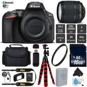 Nikon D5600 DSLR Wi-FI NFC 24.2MP DX CMOS Camera AF-S 18-140mm VR Lens + 12 inch Flexible Tripod + UV Protection Lens Filter + Camera Case - (Intl Model)
