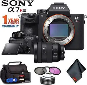 Sony Alpha a7R III Mirrorless Digital Camera (Body Only) + 24-105mm Lens + Filter Kit + Memory Card Kit + Carrying Case Advanced Bundle