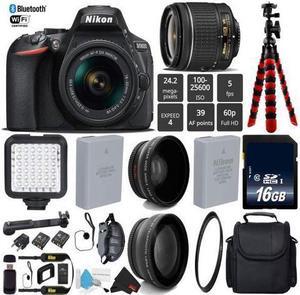 Nikon D5600 DSLR Wi-FI NFC 24.2MP DX CMOS Camera AF-P 18-55mm VR Lens + LED Light kit + UV Protection Lens Filter + Camera Case - (Intl Model)