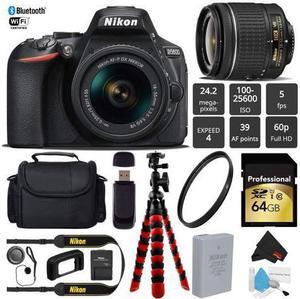Nikon D5600 DSLR Wi-FI NFC 24.2MP DX CMOS Camera AF-P 18-55mm VR Lens + UV Protection Lens Filter + 12" Flexible Tripod + Camera Case - (Intl Model)