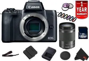 Canon EOS M50 Mirrorless Digital Camera International Model w/ 18-150 is STM Lens (Black) Bundle