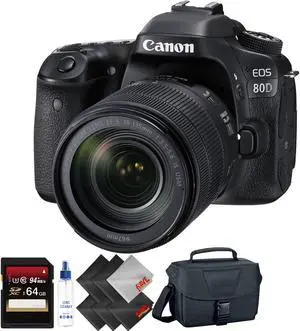 Canon EOS 80D DSLR Camera with 18-135mm Lens + 64GB Memory Card + 2 Year Accidental Warranty