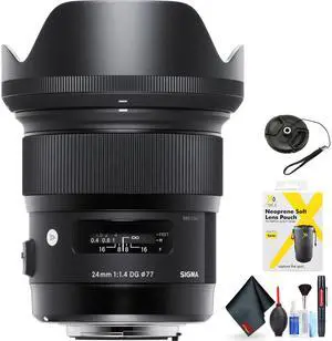 Sigma 24mm f/1.4 DG HSM Art Lens for Nikon F for Nikon F Mount + Accessories (International Model with 2 Year Warranty)