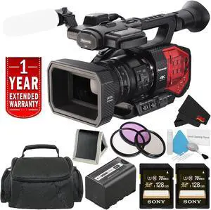 Panasonic AG-DVX200 4K Handheld Camcorder - Bundle with 1 Year Extended Warranty, 2x 128GB Memory Cards + Carrying Case + More
