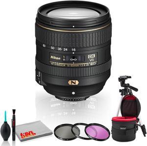 Nikon AF-S DX NIKKOR 16-80mm f/2.8-4E ED VR Lens with Cleaning Kit, Filter Kit, Padded Lens Case, and Tripod (Renewed)