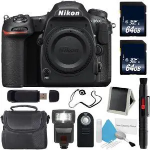 Nikon D500 DSLR Camera (Body Only) (International Model)  + Carrying Case + Universal Wireless Remote Shutter Release Bundle