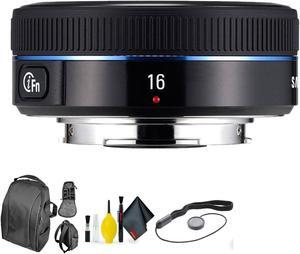 SAMSUNG 16mm f/2.4 Black + Deluxe Lens Cleaning Kit Bundle
