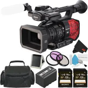 Panasonic AG-DVX200 4K Handheld Camcorder - Bundle with 2x 128GB Memory Cards + Carrying Case + More
