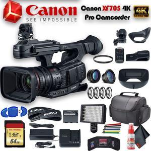 Canon XA50 Professional UHD 4K Camcorder W/ 2 Extra Battery, Soft Padded Bag, 64GB Memory Card, Filter Kit, LED Light, Lenses, Tripod, Rode NTG1 Mic, 4K Monitor, And More Film Maker Bundle