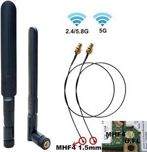 8dBi RP-SMA Dual Band 2.4GHz 5GHz 5.8G + 2 x M.2 IPEX 4 MHF4 Cable Antenna for NGFF Wireless Cards M.2 3G 4G Cards for Intel AX201 AX200 9260 9560 8260 8265 7260 NGFF Wireless Card Routers PC FPV etc