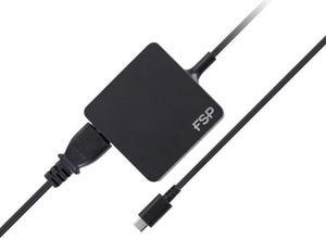 FSP USB-C PD Power Delivery 65W Laptop Adapter for MacBook (Pro), HP, Dell, Lenovo, Type C USB Fast Charger for Samsung Galaxy, Google Pixel (NB C 65W), Black