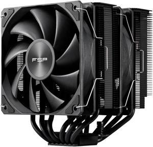 FSP MP7 Dual Tower CPU Cooler, Dual 120mm PWM Fans, 6 Copper Heat Pipes Compitable with Latest CPU LGA 1851/1700 / 1200 and AM4 / AM5 with 3 Years Warranty (MP7-Black)