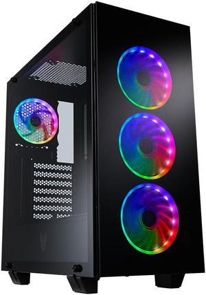 FSP ATX Mid Tower PC Computer Gaming Case with 3 Translucent Tempered Glass Panels and 4 ARGB Fans (CMT510 Plus)