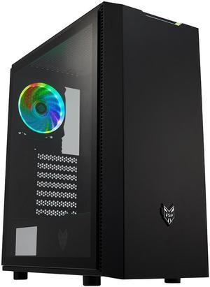 FSP ATX Mid Tower PC Gaming Case with a Translucent Tempered Glass Side Panel and 1 ARGB Fan & Light Bar (CMT350)