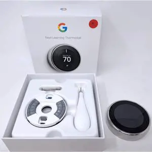 Nest T3019US 3rd Generation Learning Programmable Smart Thermostat - Polished steel - Good Nest T3019US 3rd Generation Learning Programmable Smart Thermostat - Polished steel - Good