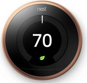 Google, T3021US, Nest Learning Thermostat, 3rd Gen, Smart Thermostat, Works With Alexa - Copper