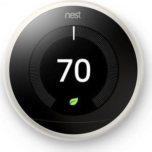 Nest T3017US Learning Thermostat, Easy Temperature Control for Every Room in Your House, White (Third Generation), Works with Alexa Small - White