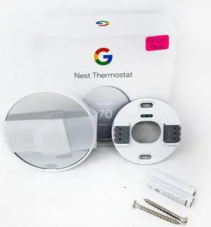 Google Nest GA01334-US Programmable Smart Wi-Fi Thermostat for Home - Snow - Like New