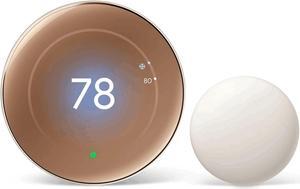 Google Nest Learning Thermostat GA05171-US (4th Gen) with Temperature Sensor (2nd Gen) - Polished Gold