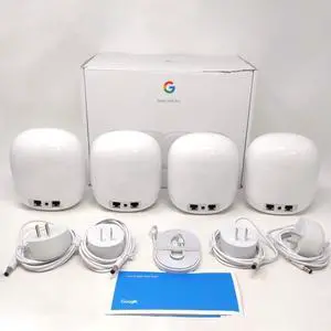 Google Nest Wifi Pro 6e AXE5400 Tri-Band GA03030-US Mesh Router 4 Pack - Generic Box- Snow - Mint