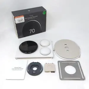Google Nest Learning Thermostat  GA05557-US (4th Gen ) Thermostat With 2 Pack Nest Temperature Sensor (2nd Gen) - Polished Obsidian - Mint