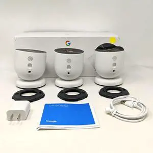 Mint Google Nest Cam 3-Pack GA02077-US - Outdoor or Indoor Battery - White - Mint