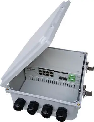 LinkPower LPS2802AT-T1 Outdoor IP68 Contractor-Grade 10-Port Gigabit Unmanaged 802.3af/at PoE Switch with 2 SFP Fiber Optical Uplink Ports