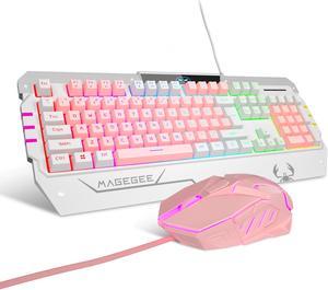 USB Gaming Keyboard and Mouse Combo, 104 Key Rainbow Backlit Keyboard and Mouse Set, Computer Keyboard USB Wired Mouse for Windows PC Gamers (GT817 RGB Backlit)