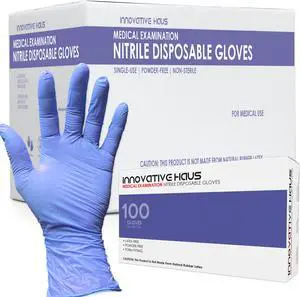 Innovative Haus Indigo X Large Powder Free Nitrile Gloves. 3.6 Mil Latex Free Non Allergenic Multi Purpose Non Sterile Disposable Gloves. Puncture Resistant and Textured for Extra Grip. Case of 1000