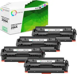 True Color Toner 206A Toner Cartridge 4 Pack - Premium Compatible Replacement for HP 206A W2110A W2111A W2112A W2113A Works With HP Color LaserJet Pro M255dw M282 283fdw 283fdw True Color Toner 206A Toner Cartridge 4 Pack - Premium Compatible Replacement for HP 206A W2110A W2111A W2112A W2113A Works With HP Color LaserJet Pro M255dw M282 283fdw 283fdw