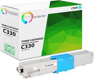 True Color Toner C330 Cyan Toner Cartridge - Premium Compatible Replacement for Okidata C330 44469703 Cyan Works With Okidata C310DN C330DN C530dn MC361 MC561 MC562W