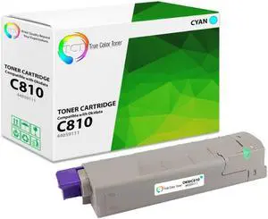 True Color Toner C810 Cyan Toner Cartridge - Premium Compatible Replacement for Okidata C810C 44059111 Cyan Works With Okidata C14 C830DN C830DTN C830N C810 C830 C810N C810DN