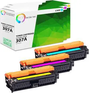 True Color Toner 307A Color Toner Cartridge 3 Pack - Premium Compatible Replacement for HP 307A CE741A CE742A CE743A Works With HP Color LaserJet Professional CP5225