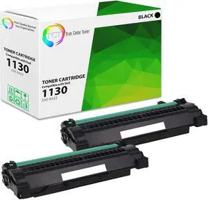 True Color Toner 1130 Toner Cartridge 2 Pack - Premium Compatible Replacement for Dell 330-9523 7H53W 2MMJP 3J11D Black Works With Dell 1130 1130N 1133 1135N