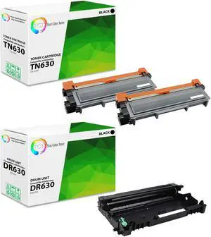 True Color Toner TN630 Toner Cartridge 2 Pack and DR630 Drum Unit - Premium Compatible Replacements for Brother HL-L2340DW MFC-L2700DW L2740DW DCP-L2520DW L2540DW