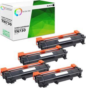 True Color Toner TN730 Toner Cartridge 4 Pack - Premium Compatible Replacement for Brother TN-730 TN730 Black Works With Brother HL-L2350DW L2370DW L2390DW DCP-L2550DW MFC-L2710DW L2730DW
