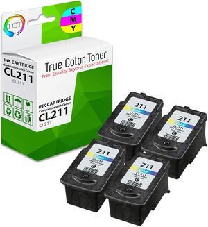 True Color Toner CL211 Ink Cartridge 4 Pack - Premium Compatible Replacement for Canon CL-211 CL211 Color Works With Canon Pixma MP240 MP270 MX330 MX420 iP2700