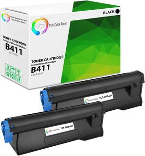 True Color Toner B411 Toner Cartridge 2 Pack - Premium Compatible Replacement for Okidata B411 44574701 Black Works With Okidata B411 B431 MB461 MB471 MB471W MB491 MFP
