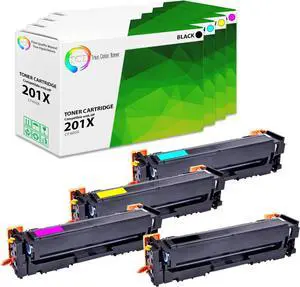 True Color Toner 201X Toner Cartridge 4 Pack - Premium Compatible Replacement for HP 201X CF400X CF401X CF402X CF403X High Yield Works With HP Color LaserJet Pro M252DW M252N MFP