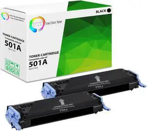 True Color Toner 501A Black Toner Cartridge 2 Pack - Premium Compatible Replacement for HP 501A Q6470A Black Works With HP Color LaserJet 3600 3600N 3600DN