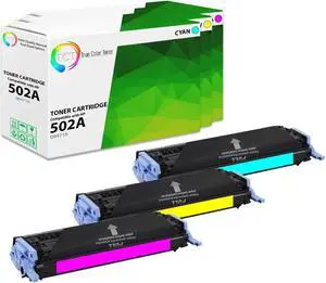 True Color Toner 502A Color Toner Cartridge 3 Pack - Premium Compatible Replacement for HP 502A Q6471A Q6472A Q6473A Works With HP Color LaserJet 3600 3600N 3600DN