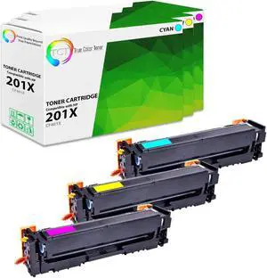 True Color Toner 201X Color Toner Cartridge 3 Pack - Premium Compatible Replacement for HP 201X CF401X CF402X CF403X High Yield Works With HP Color LaserJet Pro M252DW M252N MFP M277DW M277N