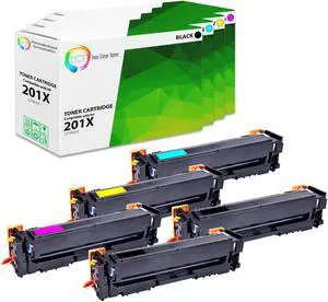 True Color Toner 201X Toner Cartridge 5 Pack - Premium Compatible Replacement for HP 201X CF400X CF401X CF402X CF403X High Yield Works With HP Color LaserJet Pro M252DW M252N MFP