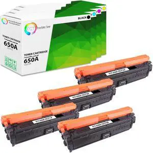 True Color Toner 650A Toner Cartridge 4 Pack - Premium Compatible Replacement for HP 650A CE270A CE271A CE272A CE273A Works With HP Color LaserJet Enterprise CP5525