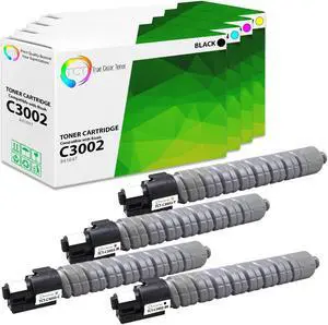 True Color Toner C3002 Toner Cartridge 4 Pack - Premium Compatible Replacement for Ricoh Aficio 841647 841650 841649 841648 Works With Ricoh Aficio MP C3002 C3502