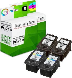 True Color Toner PG210 CL211 Ink Cartridge 4 Pack - Premium Compatible Replacement for Canon PG-210 CL-211 Works With Canon Pixma iP2700 iP2702 MP240 MP280 MP490