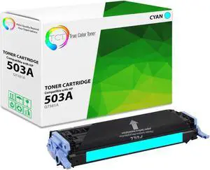 True Color Toner 503A Cyan Toner Cartridge - Premium Compatible Replacement for HP 503A Q7581A Works With HP Color LaserJet 3800N 3800DN 3800DTN CP3505